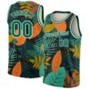 Custom Black Kelly Green-White 3D Pattern Tropical Hawaii Leaves Authentic Basketball Jersey