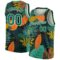 Custom Black Kelly Green-White 3D Pattern Tropical Hawaii Leaves Authentic Basketball Jersey