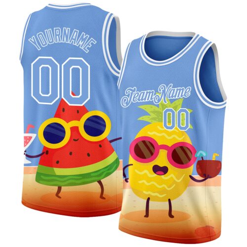 3DPattern2052 Custom Light Blue White 3D Pattern Summer Beach Holiday Authentic Basketball Jersey
