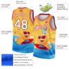 Custom Gold White-Red 3D Pattern Summer Beach Surfing Authentic Basketball Jersey