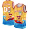 Custom Gold White-Red 3D Pattern Summer Beach Surfing Authentic Basketball Jersey