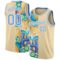 Custom City Cream Light Blue-White 3D Pattern Beach Seashells And Starfishes Authentic Basketball Jersey
