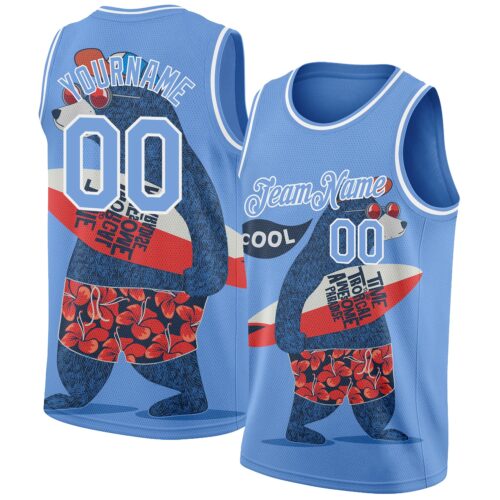 3DPattern2076 Custom Light Blue White 3D Pattern Go Surfing Authentic Basketball Jersey