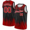 Custom Black Red-White Abstract Vertical Lines Authentic City Edition Basketball Jersey
