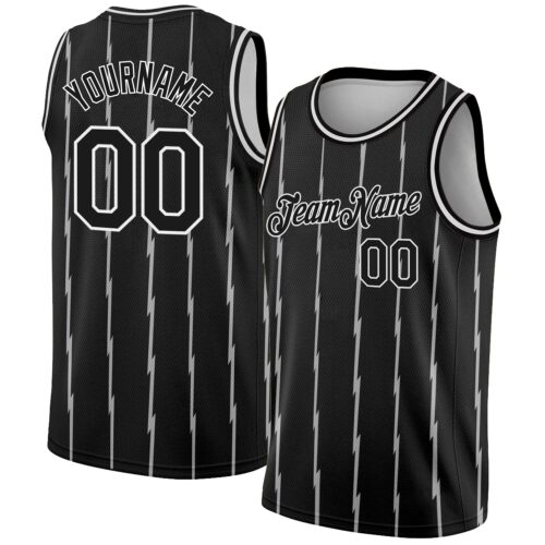3DPattern2090 Custom Black White Lines Authentic City Edition Basketball Jersey