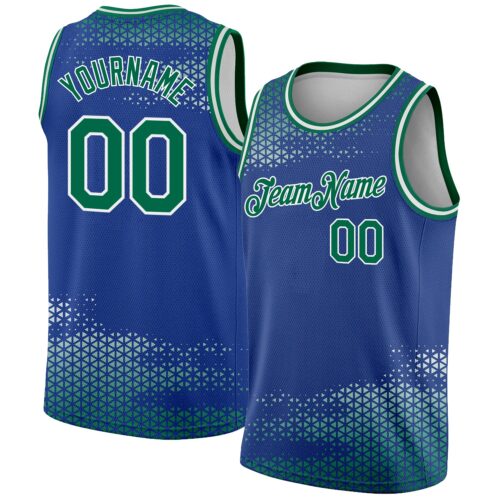 3DPattern2095 Custom Royal Kelly Green-White Triangle Shapes Authentic City Edition Basketball Jersey