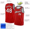 Custom Red White-Black Rounded Zigzag Lines Authentic City Edition Basketball Jersey
