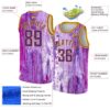 Custom Purple Gold 3D Pattern Design Abstract Liquid Watercolor Style Authentic Basketball Jersey