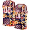 Custom Navy White-Red 3D Pattern Design Geometric Shapes Authentic Basketball Jersey