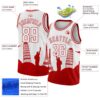 Custom White Red Holiday Travel Monuments Silhouette Authentic City Edition Basketball Jersey