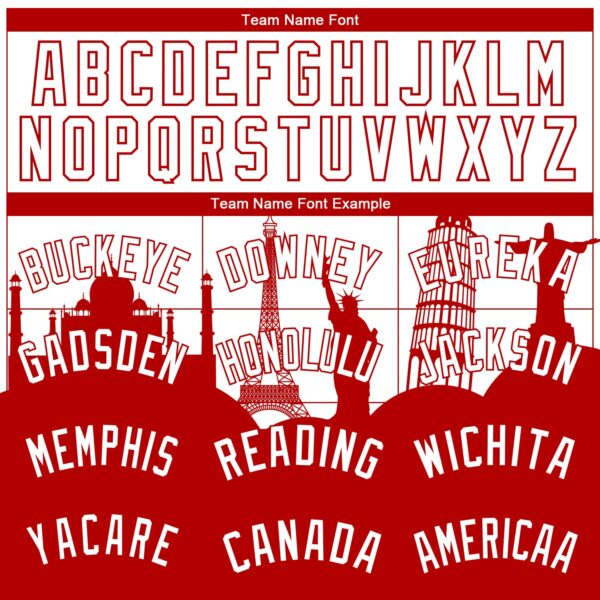 Custom White Red Holiday Travel Monuments Silhouette Authentic City Edition Basketball Jersey