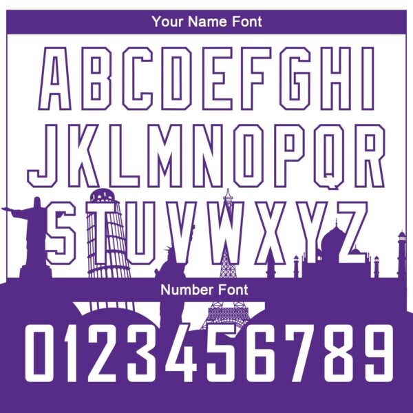 Custom White Purple Holiday Travel Monuments Silhouette Authentic City Edition Basketball Jersey