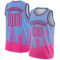 Custom Light Blue Pink-Black Holiday Travel Monuments Silhouette Authentic City Edition Basketball Jersey