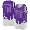 Custom Purple White Holiday Travel Monuments Silhouette Authentic City Edition Basketball Jersey