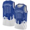 Custom Royal White Holiday Travel Monuments Silhouette Authentic City Edition Basketball Jersey
