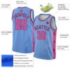 Custom Light Blue Pink-Black Side Panel Abstract Lines Authentic City Edition Basketball Jersey