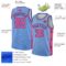 Custom Light Blue Pink-Black Side Panel Abstract Lines Authentic City Edition Basketball Jersey