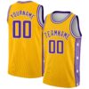 Custom Gold Purple-White Side Panel Abstract Lines Authentic City Edition Basketball Jersey