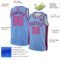 Custom Light Blue Pink-Black Flower Authentic City Edition Basketball Jersey