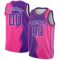 Custom Pink Purple-White Abstract Brush Splash Authentic City Edition Basketball Jersey