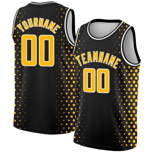 3DPattern2375 Custom Black Gold-White Halftone Authentic City Edition Basketball Jersey