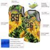 Custom Black Gold-White 3D Pattern Design Sunflowers Authentic Basketball Jersey