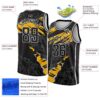 Custom Black Gold-White 3D Pattern Design Torn Paper Style Authentic Basketball Jersey