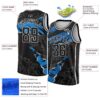 Custom Black Blue-White 3D Pattern Design Torn Paper Style Authentic Basketball Jersey