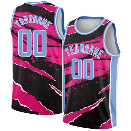 3DPattern2391 Custom Black Light Blue-Pink 3D Pattern Design Torn Paper Style Authentic Basketball Jersey