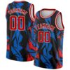 Custom Black Red-Blue 3D Pattern Design Geometric Shapes Authentic Basketball Jersey