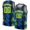 Custom Black Neon Green-Blue 3D Pattern Design Geometric Shapes Authentic Basketball Jersey