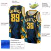 Custom Black Gold-Blue 3D Pattern Design Geometric Shapes Authentic Basketball Jersey