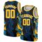 Custom Black Gold-Blue 3D Pattern Design Geometric Shapes Authentic Basketball Jersey