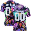 Custom Graffiti Pattern White Light Blue-Medium Purple 3D Pattern Splash Authentic Football Jersey