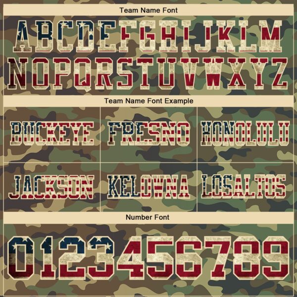 3DPattern7735-3 Custom Camo Vintage USA Flag Cream-Olive 3D Pattern Salute To Service Authentic Football Jersey