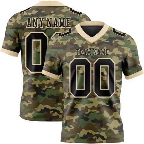 3DPattern7738 Custom Camo Black-Cream 3D Pattern Salute To Service Authentic Football Jersey