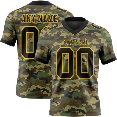3DPattern7740 Custom Camo Black-Yellow 3D Pattern Salute To Service Authentic Football Jersey