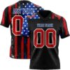 3DPattern7747 Custom Black Red Royal-White 3D Pattern American Flag Authentic Football Jersey
