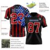 3DPattern7747-2 Custom Black Red Royal-White 3D Pattern American Flag Authentic Football Jersey