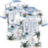 Custom White Light Blue 3D Pattern Hawaii Palm Trees Authentic Football Jersey