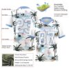 Custom White Light Blue 3D Pattern Hawaii Palm Trees Authentic Football Jersey