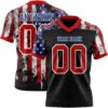 3DPattern7749 Custom Black Red Royal-White 3D Pattern American Flag Authentic Football Jersey