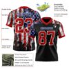 3DPattern7749-2 Custom Black Red Royal-White 3D Pattern American Flag Authentic Football Jersey