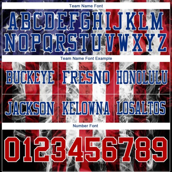 3DPattern7749-3 Custom Black Red Royal-White 3D Pattern American Flag Authentic Football Jersey