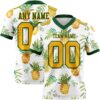 Custom White Gold-Green 3D Pattern Fruit Pineapple Authentic Football Jersey