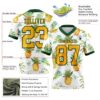 Custom White Gold-Green 3D Pattern Fruit Pineapple Authentic Football Jersey