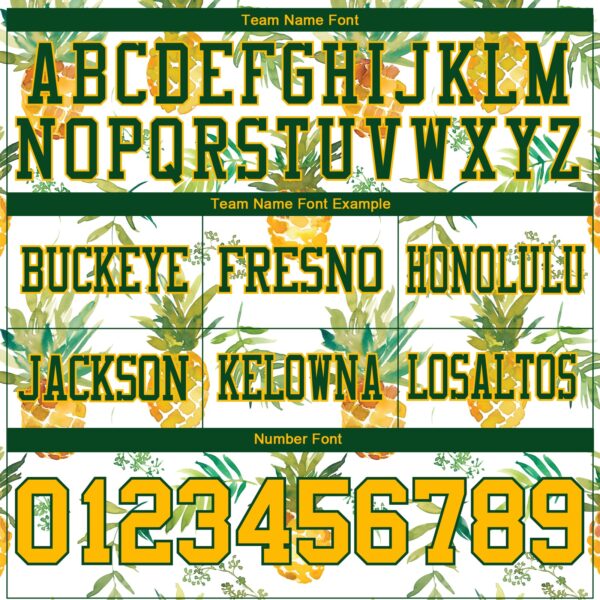 Custom White Gold-Green 3D Pattern Fruit Pineapple Authentic Football Jersey