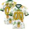 Custom White Gold-Green 3D Pattern Fruit Pineapple Authentic Football Jersey