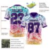 Custom White Purple-Black 3D Pattern Tropical Hawaii Jungle Leaves Authentic Football Jersey