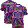 Custom Graffiti Pattern Purple-White 3D Pattern Splash Authentic Football Jersey